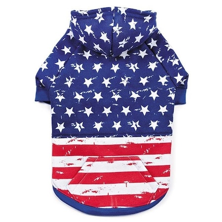 Zack & Zoey Distressed American Flag Hoodie For Dogs - Small